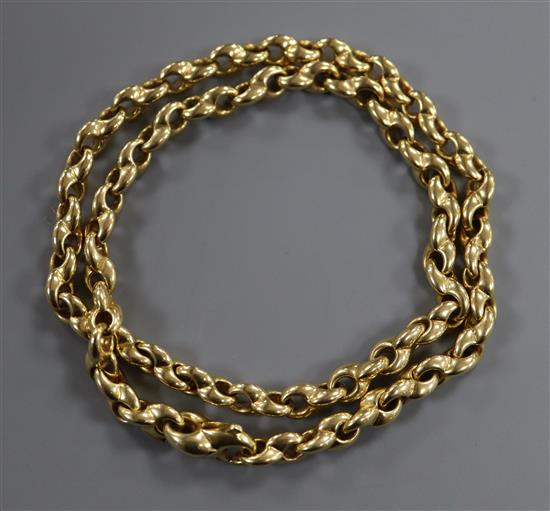 A Chiampesan 18ct gold figure-of-eight link necklace with trigger clasp, 27 grams.